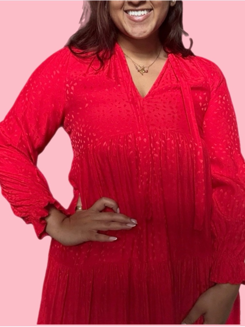 maeve wendy tiered maxi dress - red